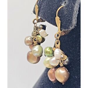 Gorgeous Tahitian Pearl Cluster Dangle Earrings 2.5in English Hook
